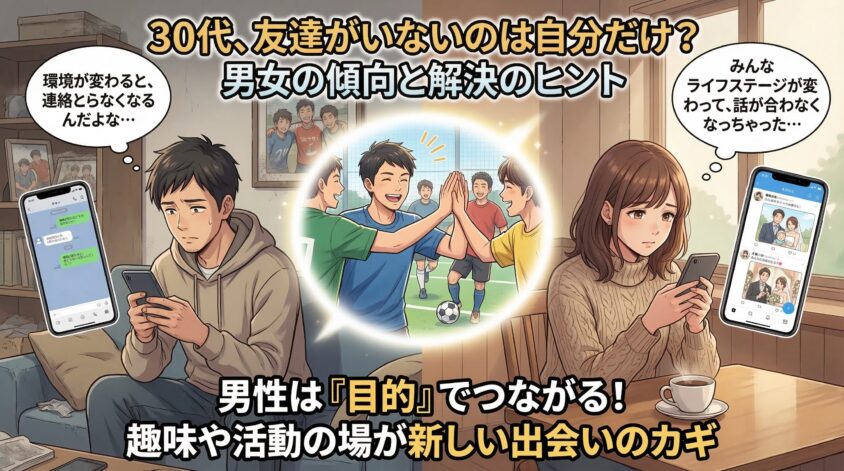 30代で友達がいないのは男女で違う?女・男性それぞれの傾向