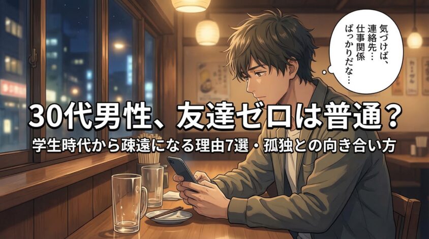 30代男性で友達ゼロは普通？学生時代から疎遠になる理由7選