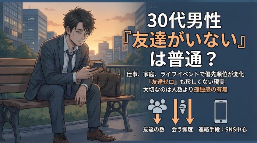 30代男性で友達がいないのは普通?割合と実態を先に確認