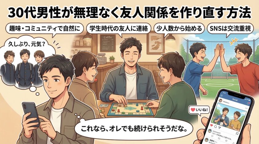 30代男性が無理なく友人関係を作り直す方法