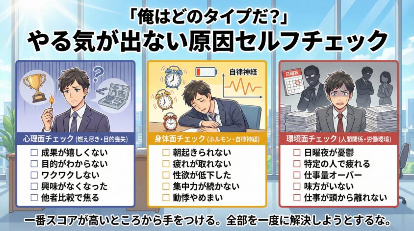 「俺はどのタイプだ？」やる気が出ない原因セルフチェック