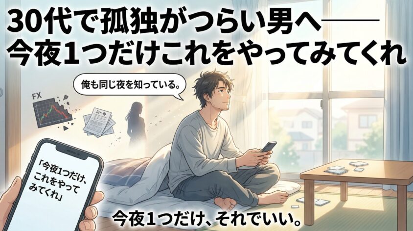 30代で孤独がつらい男へ——今夜1つだけこれをやってみてくれ