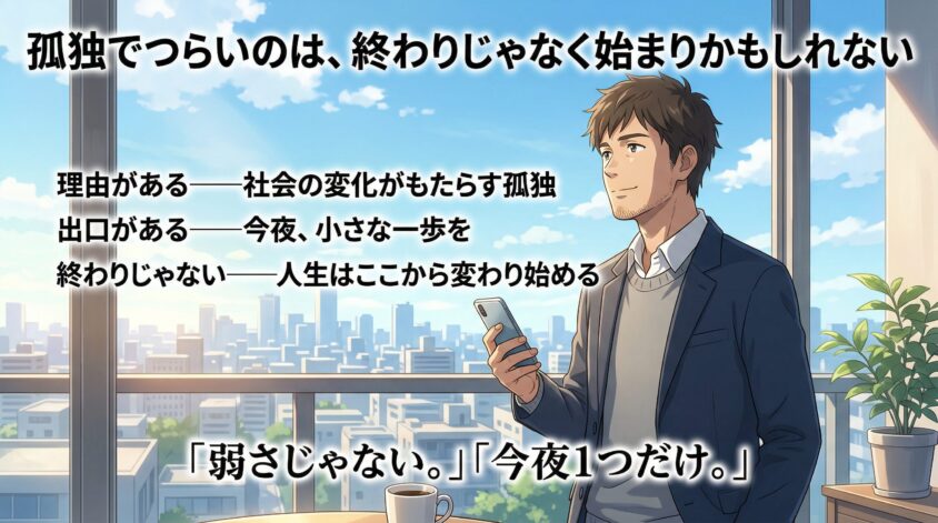 まとめ：30代男が孤独でつらいのは、終わりじゃなく始まりかもしれない