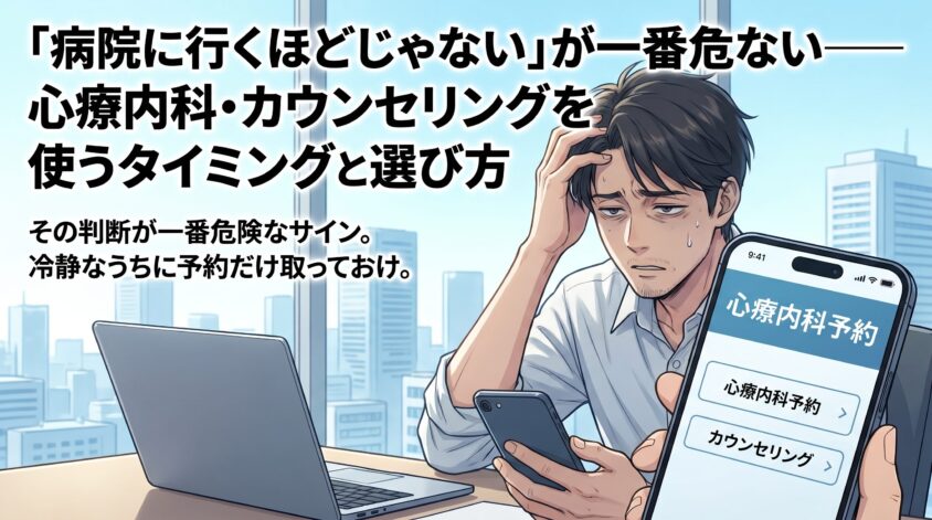 「病院に行くほどじゃない」が一番危ない—心療内科・カウンセリングを使うタイミングと選び方