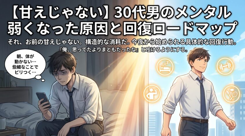 【甘えじゃない】30代男のメンタル弱くなった原因と回復ロードマップ