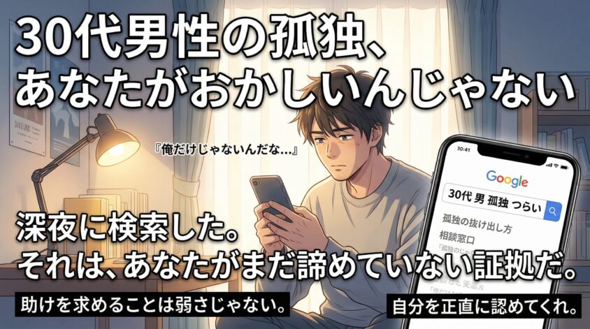 30代男が孤独でつらいのは、あなたがおかしいんじゃない