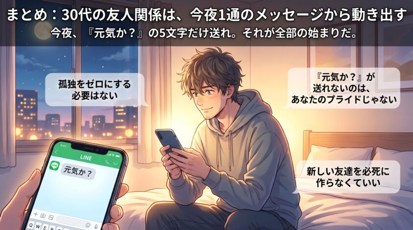 まとめ：30代の友人関係は、今夜1通のメッセージから動き出す