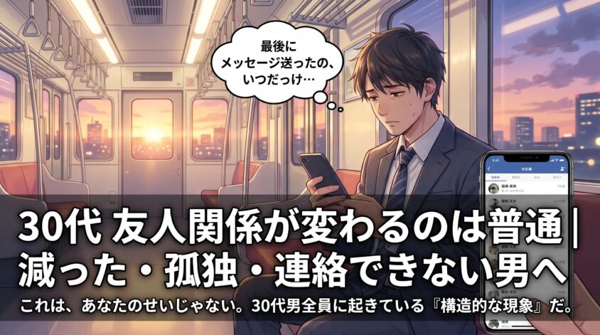 30代 友人関係が変わるのは普通｜減った・孤独・連絡できない男へ
